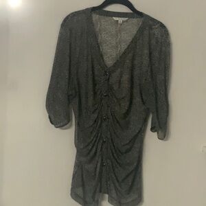 CAbi #241, Gathered Placket Sheer Blouse, size XL